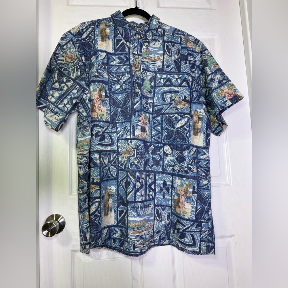 Vintage Reyn Spooner 2007 Blue Hawaiian Print Men's Shirt